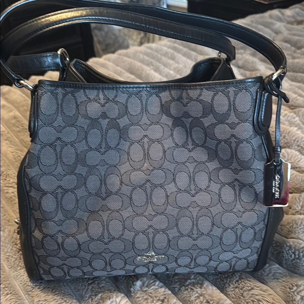 Coach Black and Gray Signature Tote Bag
